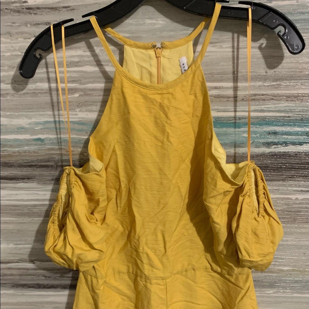 Endless Rose Eartha Cold Shoulder Yellow Romper